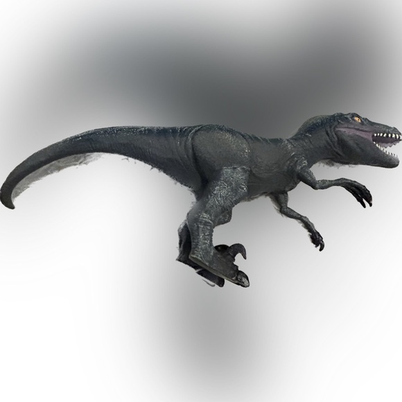 Velociraptor Dinosaur 2014 Blue Gray Rubber Preowned. 22” - Picture 1 of 6